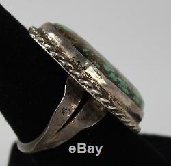 Vintage Men's Ring Hand Made Native Amer Indian Sterling Silver Turquoise Sz 10
