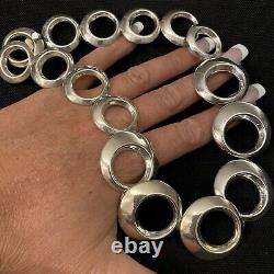 Vintage Modernist Estate Sterling Silver Hand Made Circle Design Necklace 19