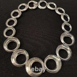 Vintage Modernist Estate Sterling Silver Hand Made Circle Design Necklace 19