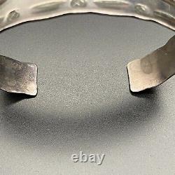 Vintage Modernist Hand Made Stamped Sterling Silver Cuff Bracelet 6-1/2