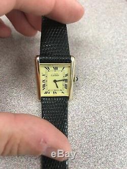 Vintage Must de Cartier Tank Vermeil Argent Swiss Made 925 Unisex Watch