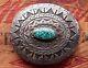 Vintage Native American Hand Made Sterling Silver Turquoise Western Belt Buckle