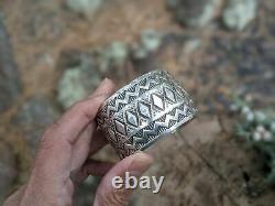 Vintage Navajo Cuff Bracelet Sterling Hand Made Signed Elvira Bill Jewelry