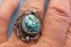 Vintage Navajo John Delvin Sterling Hand Made Turquoise Men's Ring Sz 11.75