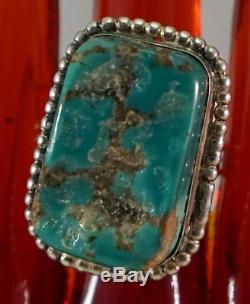 Vintage Navajo Native American Made Sterling Silver HUGE Piece of Turquoise Ring