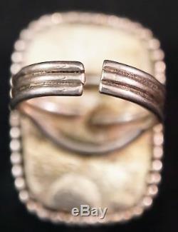 Vintage Navajo Native American Made Sterling Silver HUGE Piece of Turquoise Ring