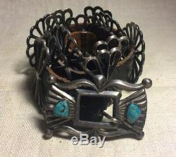 Vintage Navajo Native American Sterling Silver Hand Made Turquoise Concho Belt