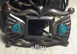 Vintage Navajo Native American Sterling Silver Hand Made Turquoise Concho Belt