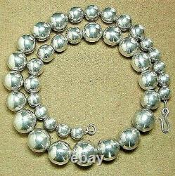 Vintage Navajo Pearls Sterling Silver Graduated Bench Made Beads Necklace 21