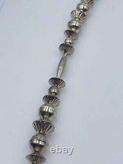 Vintage Navajo Pearls Sterling Silver Hand Made Beaded Necklace 29
