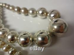 Vintage Navajo Sterling Silver Hand Made Pearls Beads Necklace