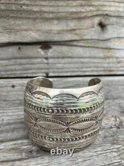 Vintage Navajo Sterling Silver Hand Made Wide Cuff Bracelet