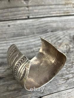 Vintage Navajo Sterling Silver Hand Made Wide Cuff Bracelet