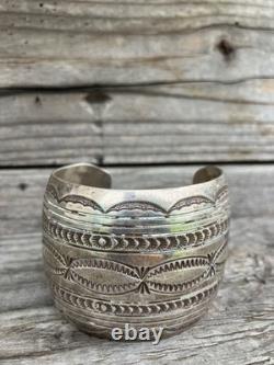 Vintage Navajo Sterling Silver Hand Made Wide Cuff Bracelet