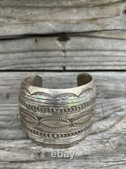 Vintage Navajo Sterling Silver Hand Made Wide Cuff Bracelet