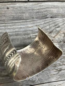 Vintage Navajo Sterling Silver Hand Made Wide Cuff Bracelet