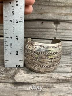 Vintage Navajo Sterling Silver Hand Made Wide Cuff Bracelet