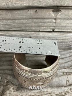 Vintage Navajo Sterling Silver Hand Made Wide Cuff Bracelet