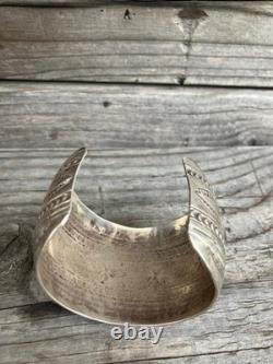 Vintage Navajo Sterling Silver Hand Made Wide Cuff Bracelet