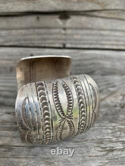 Vintage Navajo Sterling Silver Hand Made Wide Cuff Bracelet