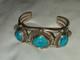 Vintage Navajo Sterling Silver Three-Stone Turquoise Cuff Bracelet