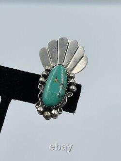 Vintage Navajo Sterling Silver Turquoise Hand Made Clip Earrings