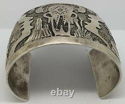 Vintage Navajo Story Teller Cuff Bracelet Sterling Becenti Hand Made Jewelry