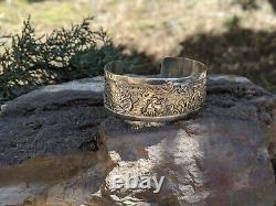 Vintage Navajo Story Teller Cuff Bracelet Sterling Hand Made Signed Jewelry