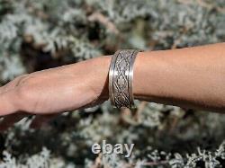 Vintage Navajo Tribal Cuff Bracelet Sterling Silver Hand Made Jewelry Unisex
