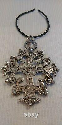 Vintage PERUZZI BOSTON Sterling Silver Cross Pendant Made in USA