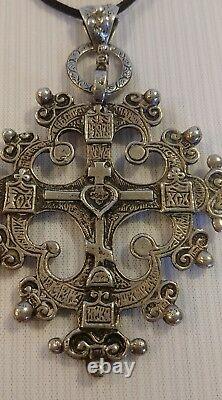 Vintage PERUZZI BOSTON Sterling Silver Cross Pendant Made in USA