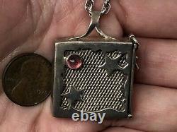 Vintage Pill Box Artist Made Sterling Silver Signed Pendant Necklace