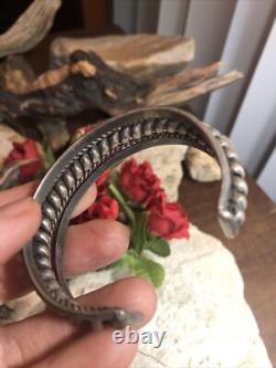 Vintage Rare Hand Made Sterling Silver 925 Twist Rope Cuff bracelet 46.1g Adjus
