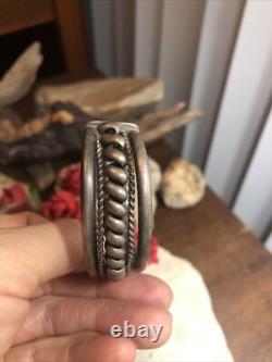 Vintage Rare Hand Made Sterling Silver 925 Twist Rope Cuff bracelet 46.1g Adjus