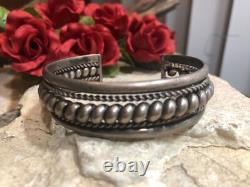 Vintage Rare Hand Made Sterling Silver 925 Twist Rope Cuff bracelet 46.1g Adjus