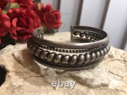 Vintage Rare Hand Made Sterling Silver 925 Twist Rope Cuff bracelet 46.1g Adjus