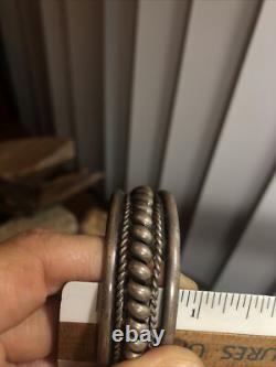 Vintage Rare Hand Made Sterling Silver 925 Twist Rope Cuff bracelet 46.1g Adjus