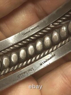 Vintage Rare Hand Made Sterling Silver 925 Twist Rope Cuff bracelet 46.1g Adjus