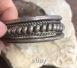 Vintage Rare Hand Made Sterling Silver 925 Twist Rope Cuff bracelet 46.1g Adjus