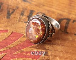 Vintage Rodey Lee Guerro Hand Made Men's Ring Fire Agate 17.8 g Size 10.25
