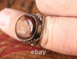 Vintage Rodey Lee Guerro Hand Made Men's Ring Fire Agate 17.8 g Size 10.25