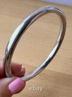 Vintage Round Doughnut Bangle Bracelet 925 Sterling Silver Made In Italy Sleek