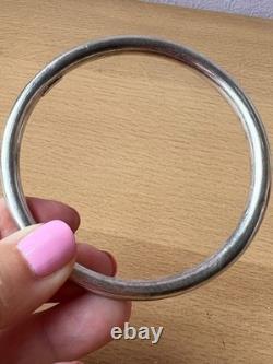 Vintage Round Doughnut Bangle Bracelet 925 Sterling Silver Made In Italy Sleek