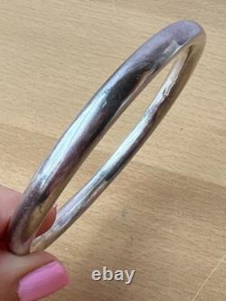 Vintage Round Doughnut Bangle Bracelet 925 Sterling Silver Made In Italy Sleek