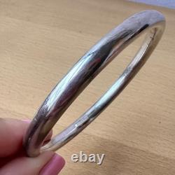 Vintage Round Doughnut Bangle Bracelet 925 Sterling Silver Made In Italy Sleek
