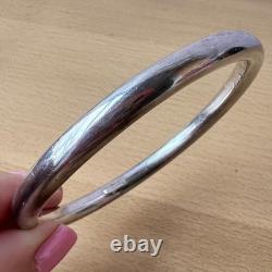 Vintage Round Doughnut Bangle Bracelet 925 Sterling Silver Made In Italy Sleek