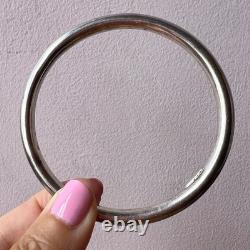 Vintage Round Doughnut Bangle Bracelet 925 Sterling Silver Made In Italy Sleek