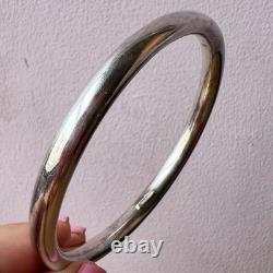 Vintage Round Doughnut Bangle Bracelet 925 Sterling Silver Made In Italy Sleek