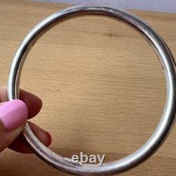 Vintage Round Doughnut Bangle Bracelet 925 Sterling Silver Made In Italy Sleek