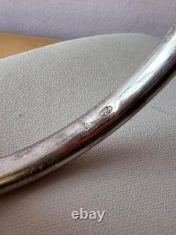 Vintage Round Doughnut Bangle Bracelet 925 Sterling Silver Made In Italy Sleek